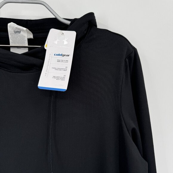 Under Armour Cold Gear Pullover Hoodie Sweatshirt M Women's Black Fleece Lined - Picture 2 of 9